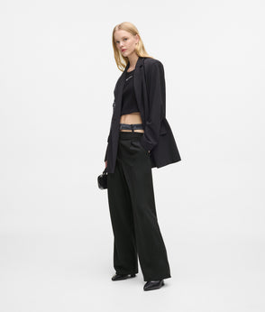 Karl Lagerfeld Denim Panel Blazer Washed Black-Black