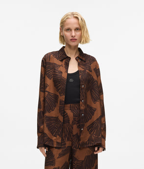 Karl Lagerfeld Fan Print Pants Graphic Fan Friar Brown