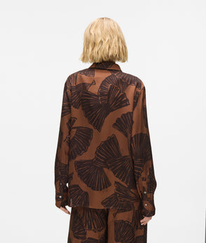 Karl Lagerfeld Fan Print Skirt Graphic Fan Friar Brown