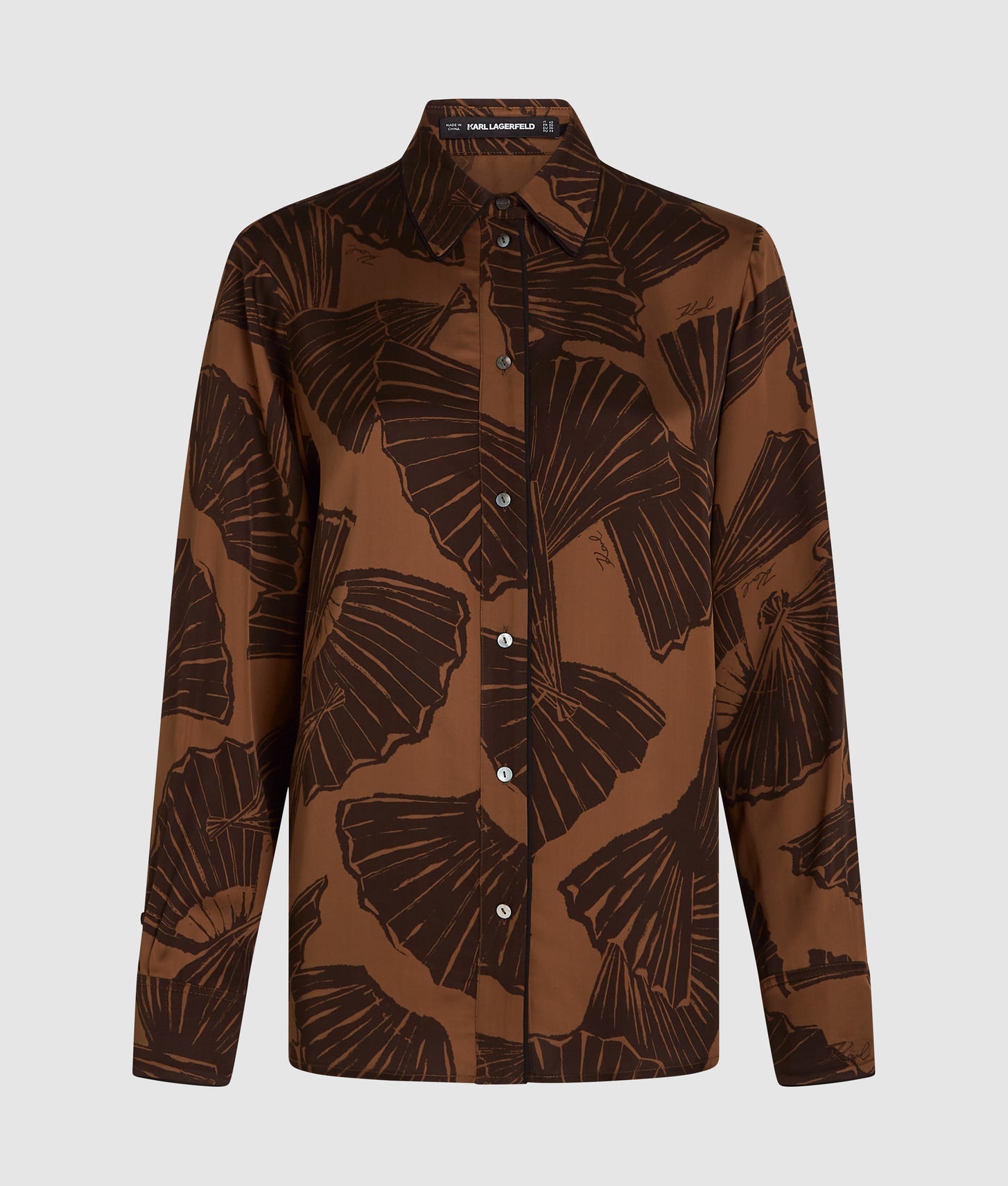 Karl Lagerfeld Fan Print Shirt Graphic Fan Friar Brown