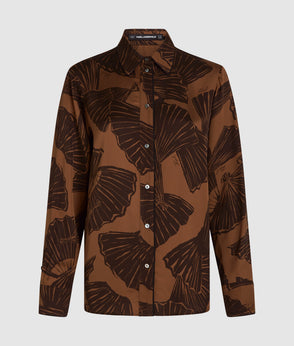 Karl Lagerfeld Fan Print Pants Graphic Fan Friar Brown
