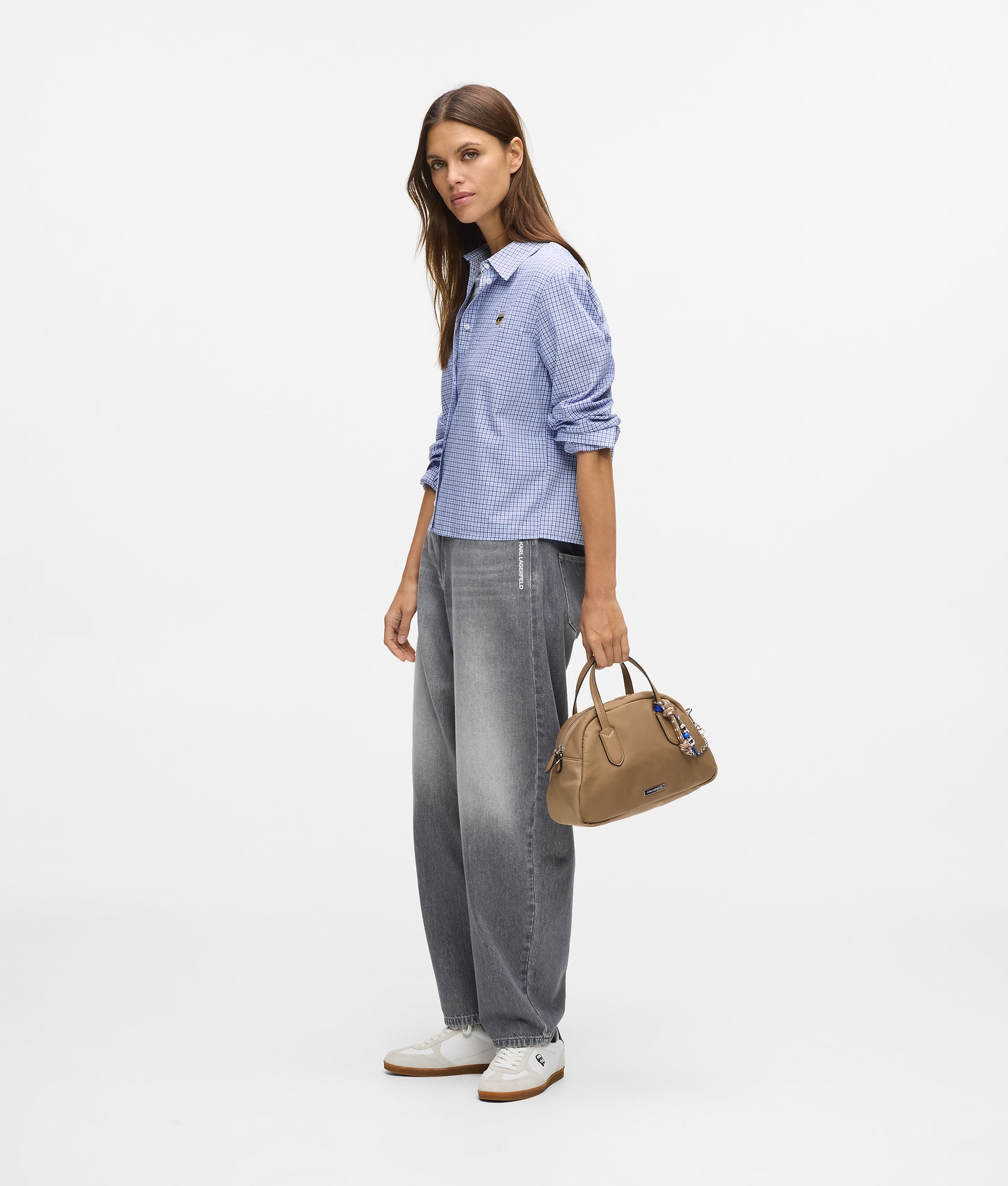 Karl Lagerfeld Ikon Checked Shirt Check Kentucky Blue White