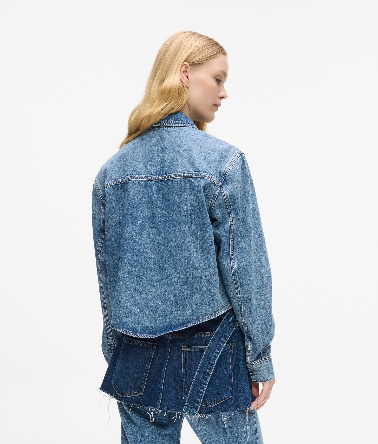Karl Lagerfeld Boxy Denim Shirt Mid Blue