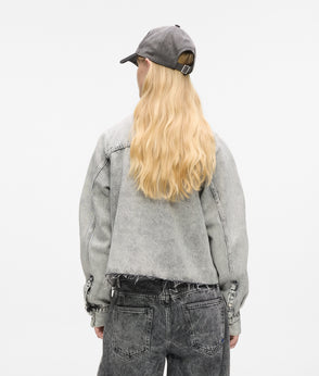 Karl Lagerfeld Two-Tone Denim Mini Skirt Washed Black Blocked