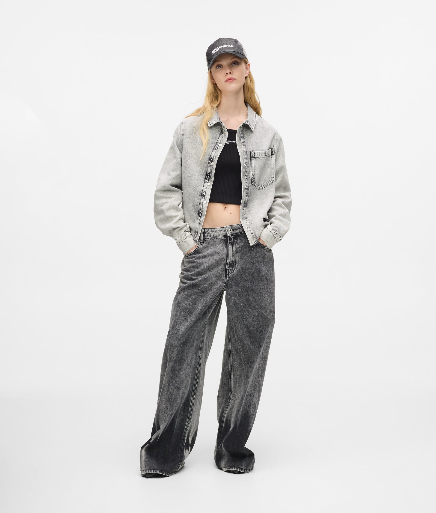 Karl Lagerfeld Bleached Denim Shirt Bleached Grey