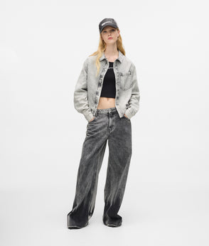 Karl Lagerfeld Two-Tone Denim Mini Skirt Washed Black Blocked