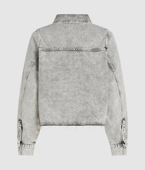 Karl Lagerfeld Two-Tone Denim Mini Skirt Washed Black Blocked