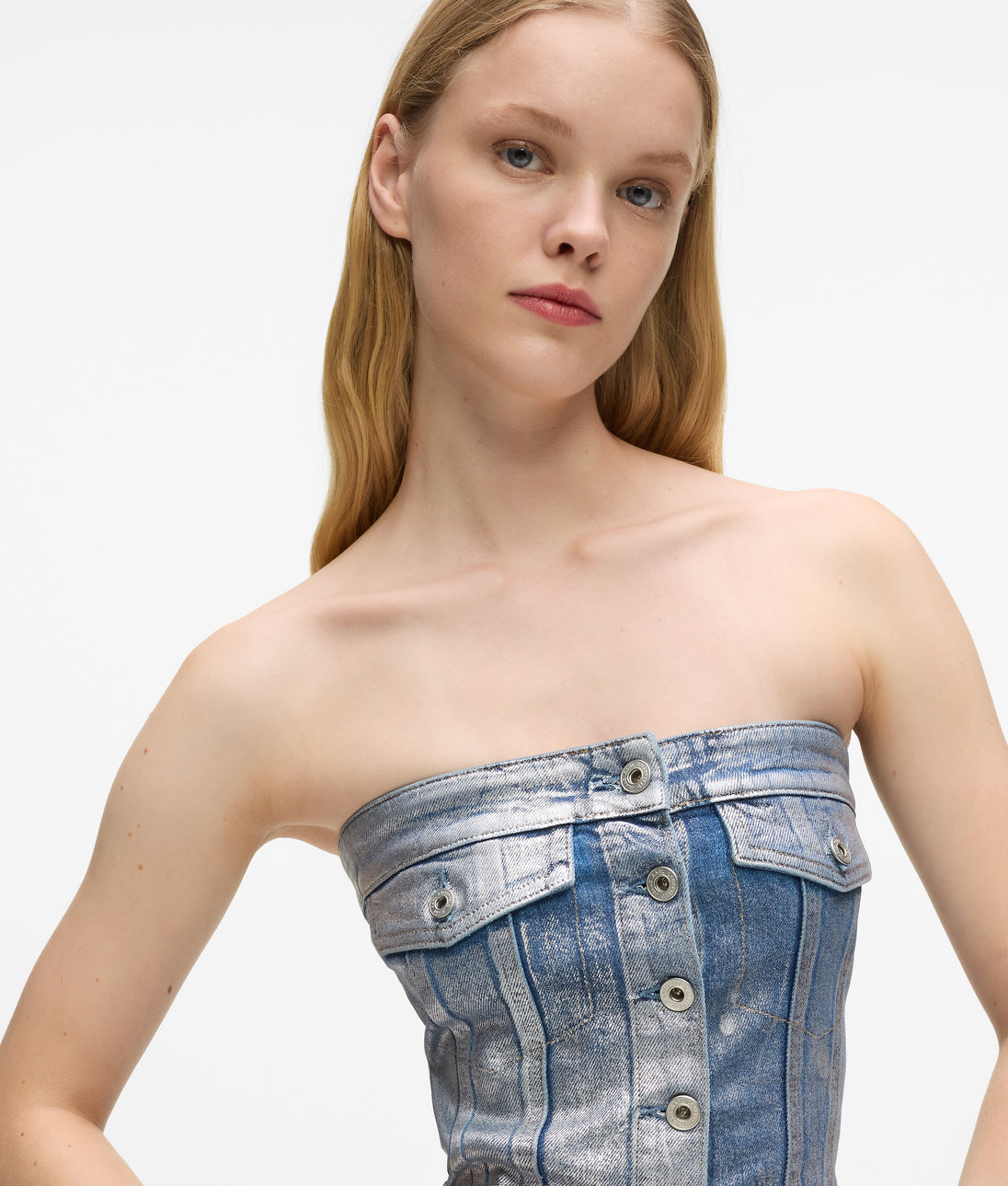 Karl Lagerfeld Coated Denim Mini Skirt Coated Blue