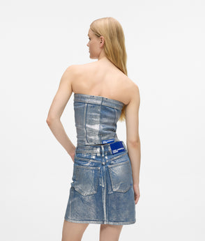 Karl Lagerfeld Coated Denim Mini Skirt Coated Blue