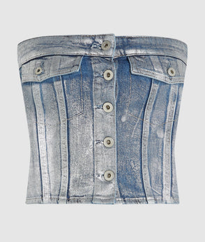 Karl Lagerfeld Coated Denim Mini Skirt Coated Blue