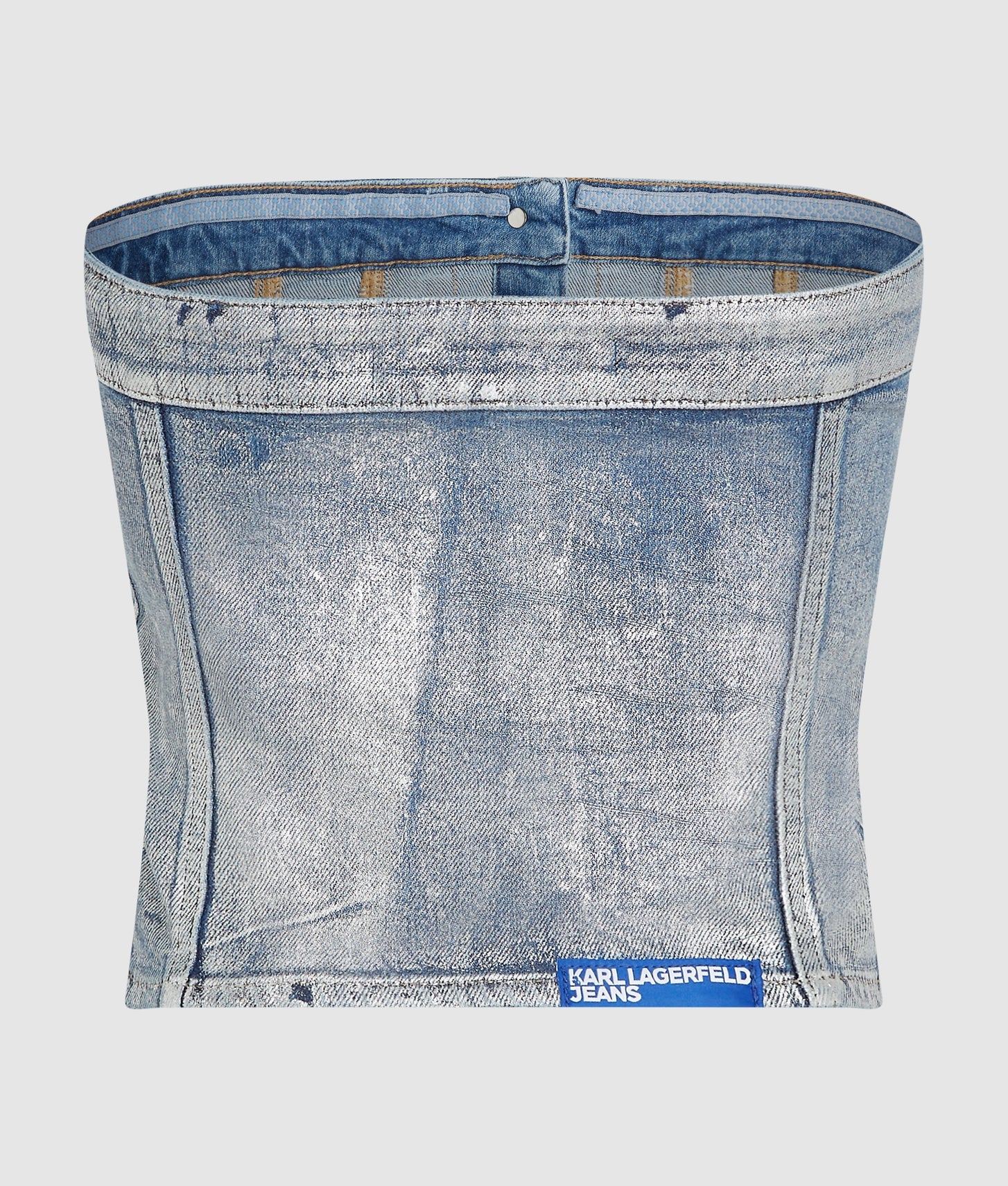 Karl Lagerfeld Coated Denim Bustier Coated Blue