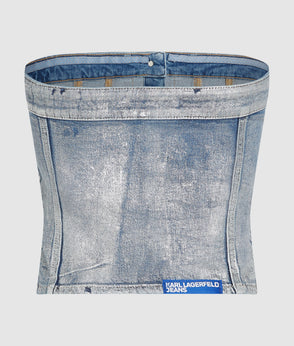 Karl Lagerfeld Coated Denim Mini Skirt Coated Blue