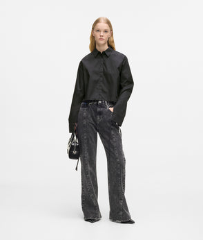 KarlLagerfeld Large Cord Nylon Shoulder Bag Black