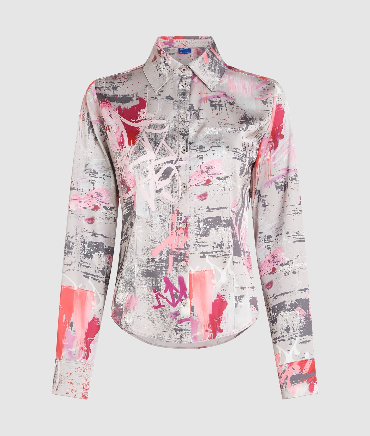 Karl Lagerfeld All-Over Paint Shirt Painters Print Pink All Over Print