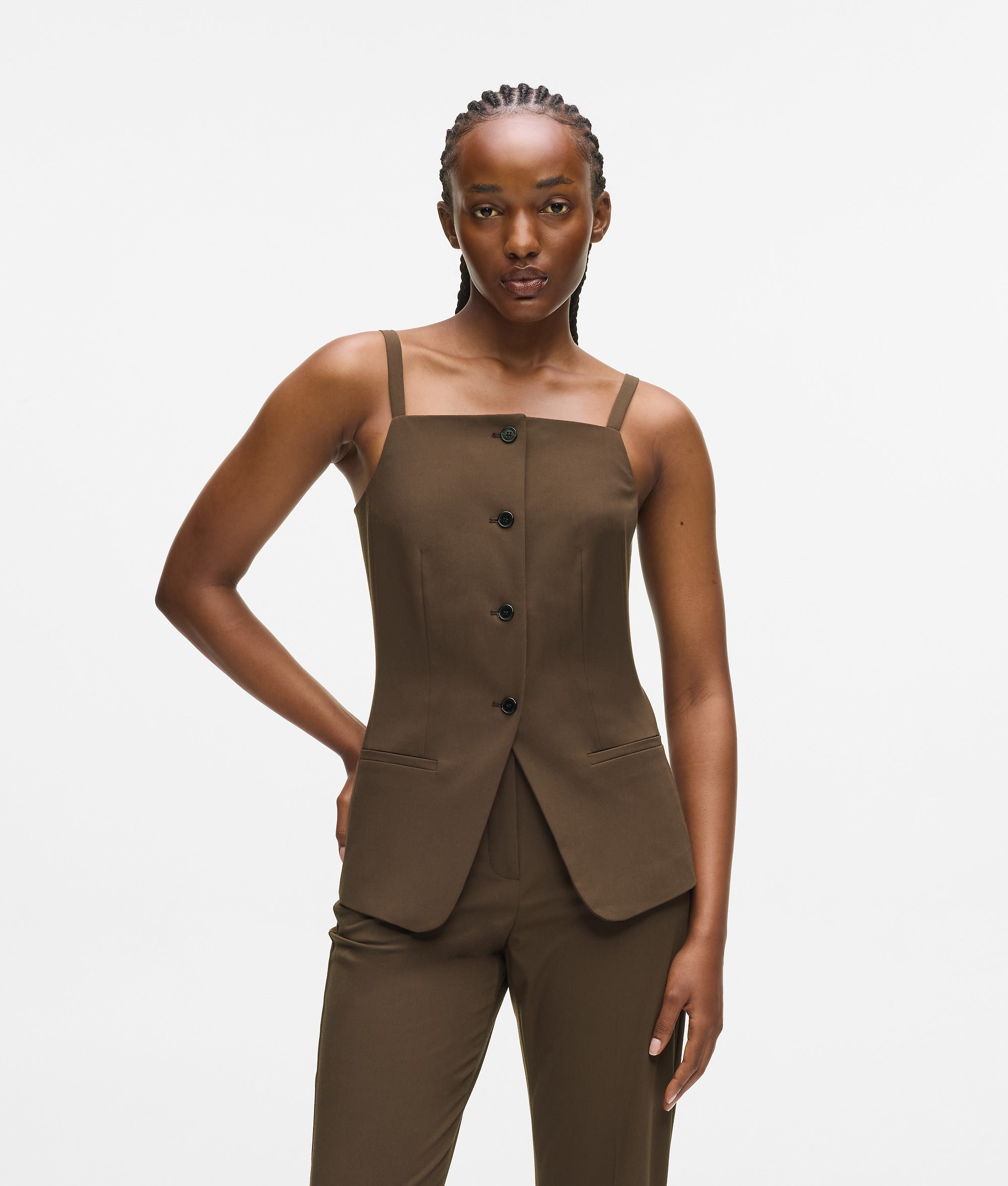 Karl Lagerfeld Square-Neck Waistcoat Java