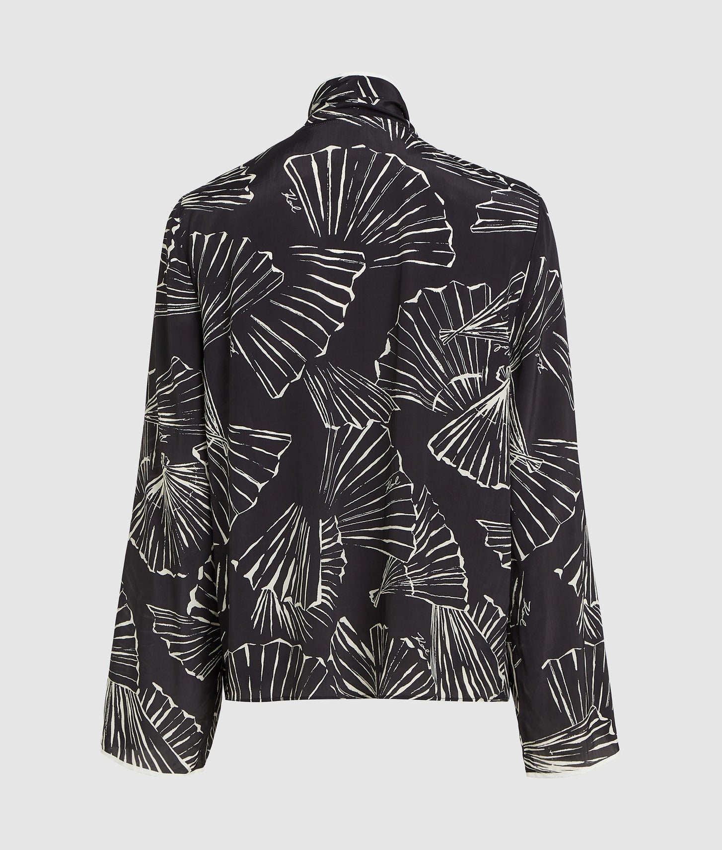 Karl Lagerfeld Fan Print Scarf Top Linear Fan Black