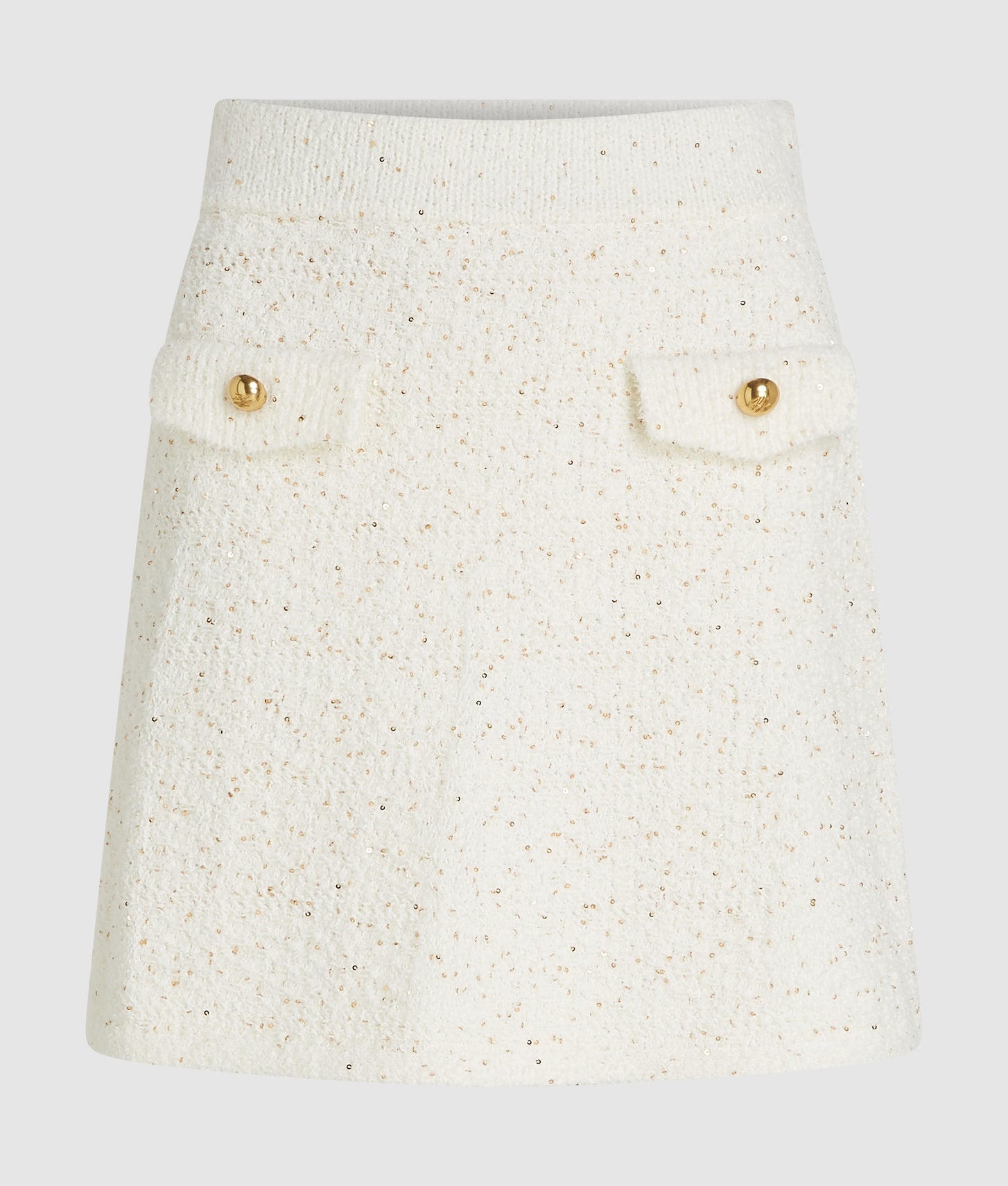 Karl Lagerfeld Bouclé Knit Skirt Cannoli Cream