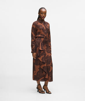 Karl Lagerfeld Fan Print Shirt Graphic Fan Friar Brown