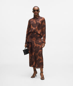 Karl Lagerfeld Fan Print Shirt Graphic Fan Friar Brown