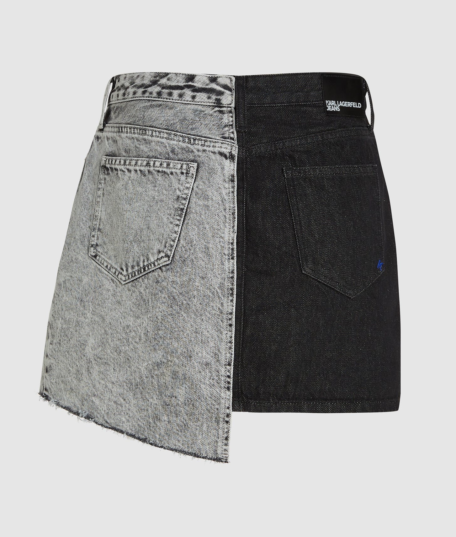 Karl Lagerfeld Two-Tone Denim Mini Skirt Washed Black Blocked