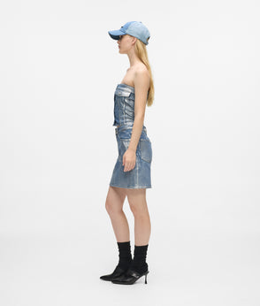Karl Lagerfeld Coated Denim Bustier Coated Blue