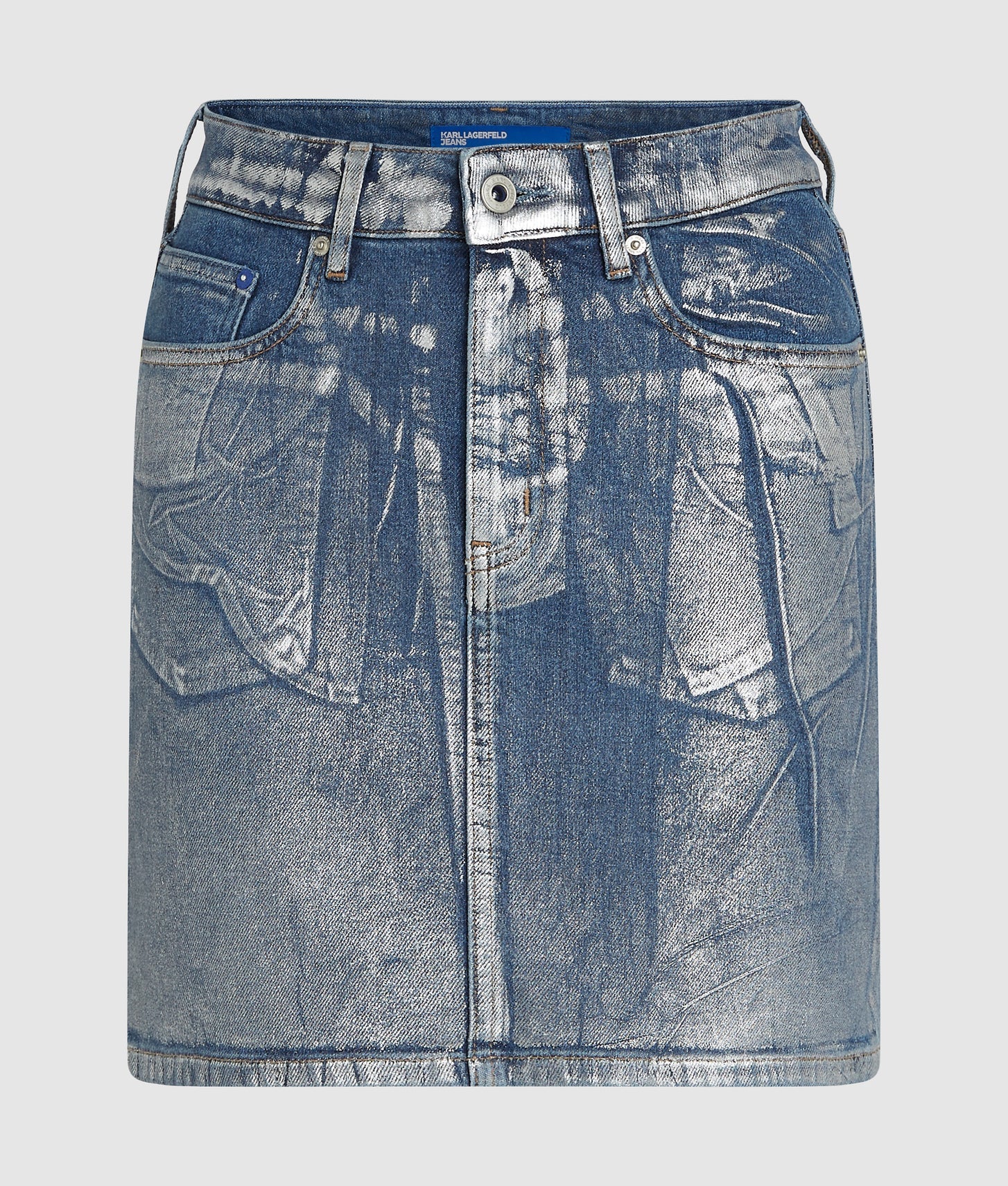 Karl Lagerfeld Coated Denim Mini Skirt Coated Blue