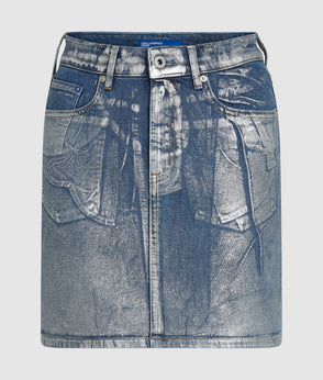 Karl Lagerfeld Coated Denim Bustier Coated Blue
