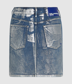 Karl Lagerfeld Coated Denim Bustier Coated Blue