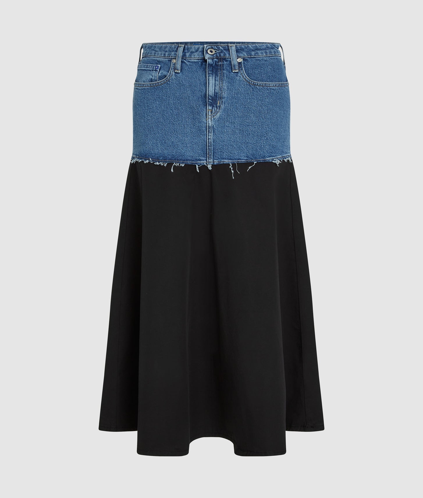 Karl Lagerfeld Denim Panel Maxi Skirt Washed Blue-Black