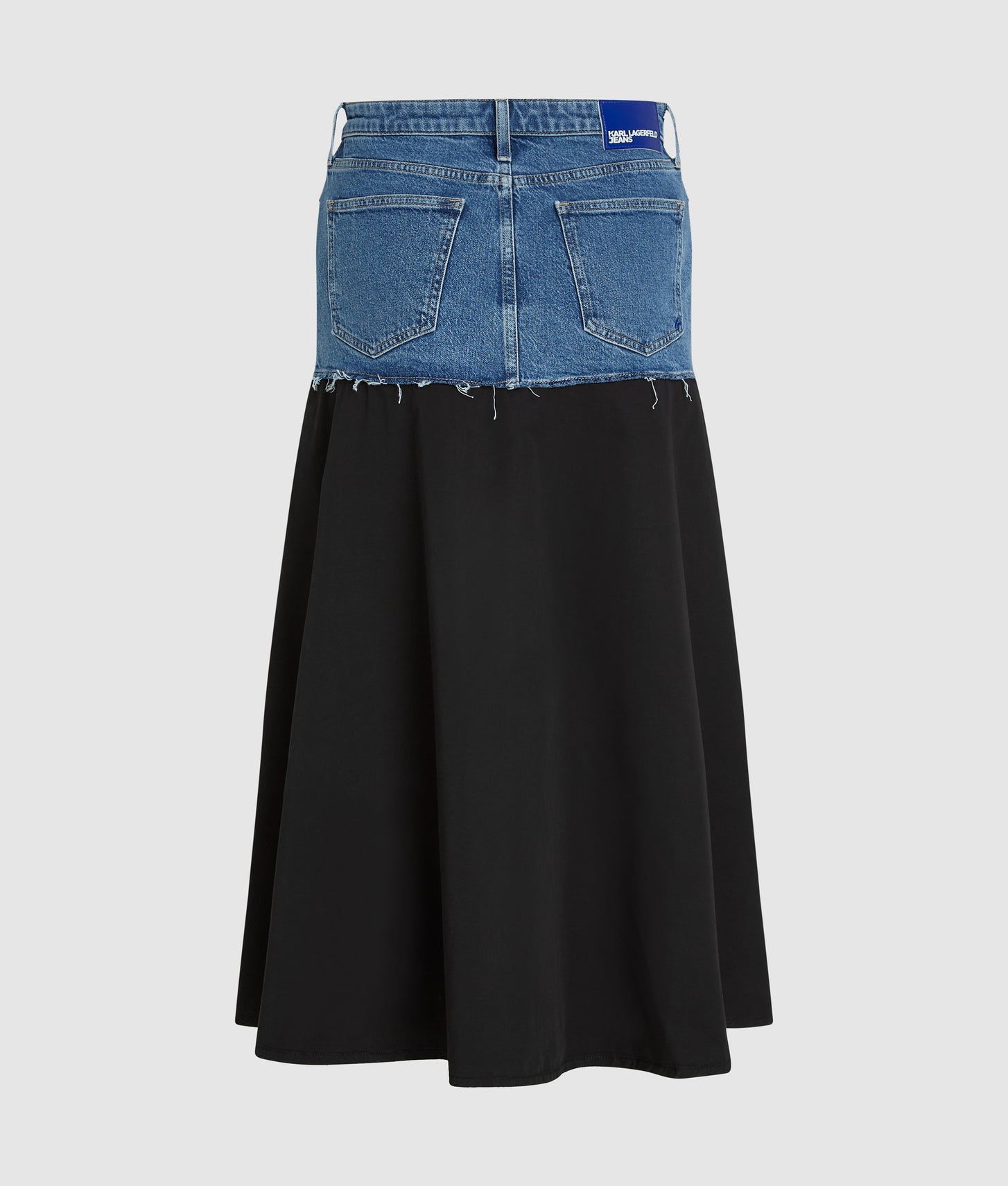 Karl Lagerfeld Denim Panel Maxi Skirt Washed Blue-Black