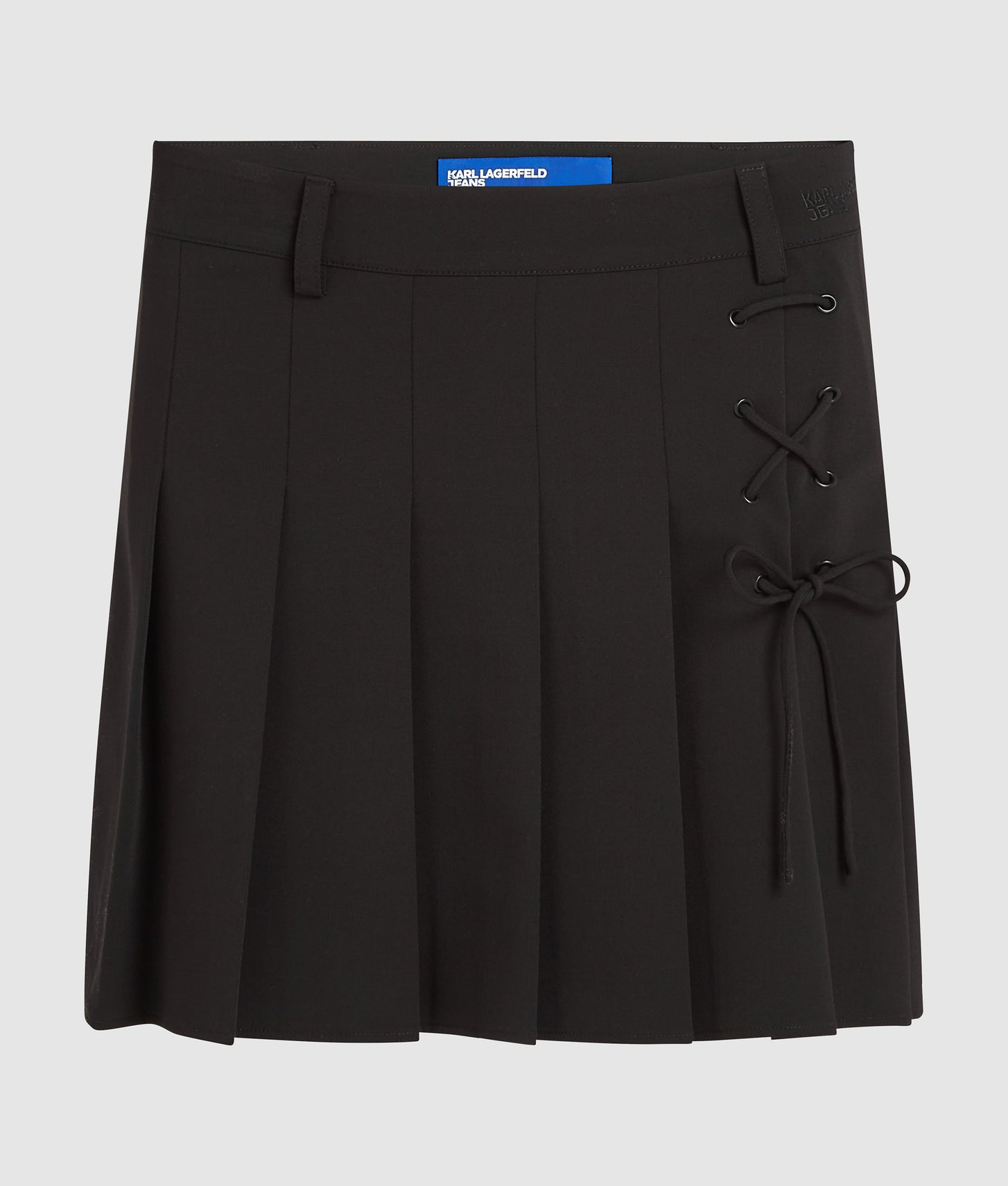 Karl Lagerfeld Pleated Tie-Detail Mini Skirt Black