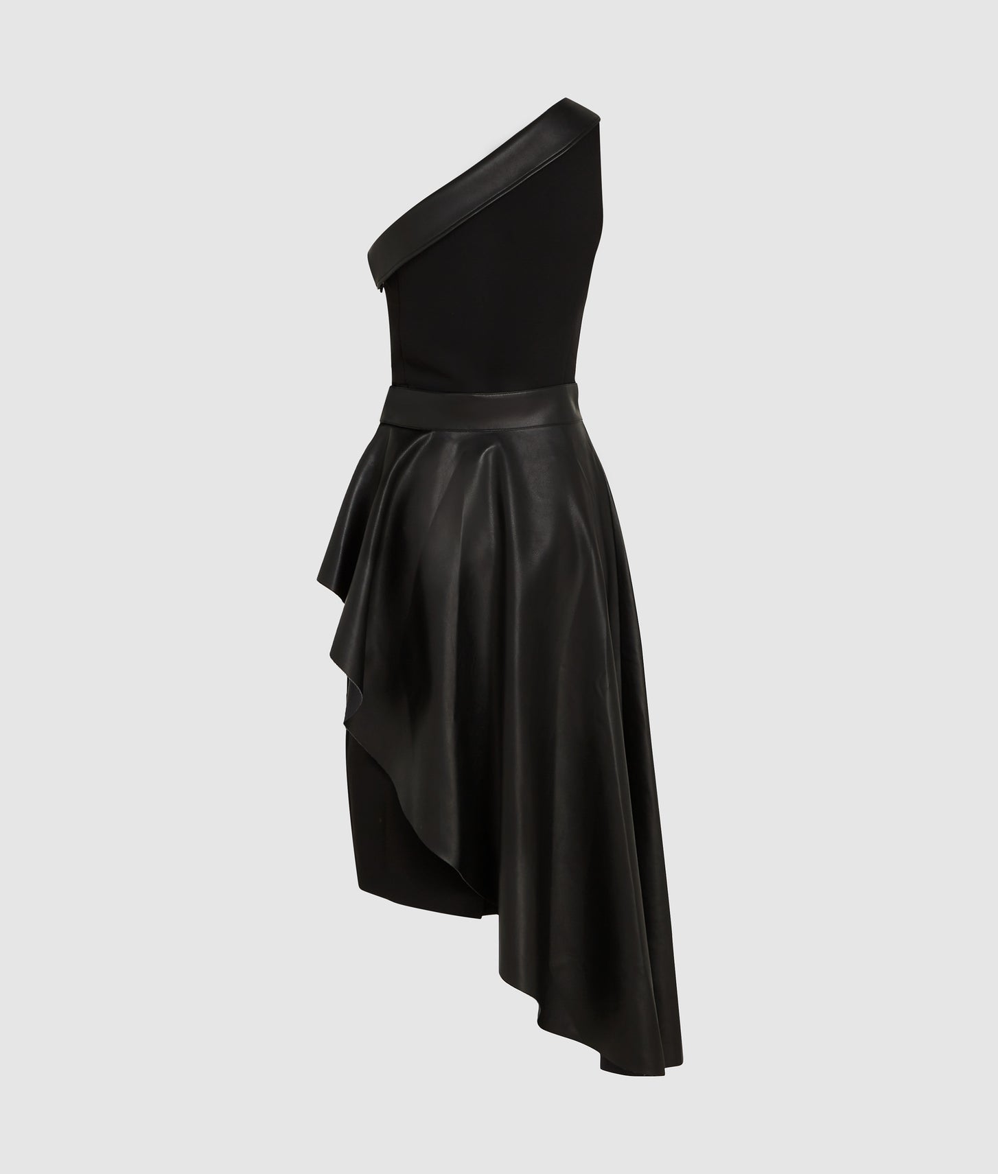 Karl Lagerfeld One-Shoulder Biker Dress Black