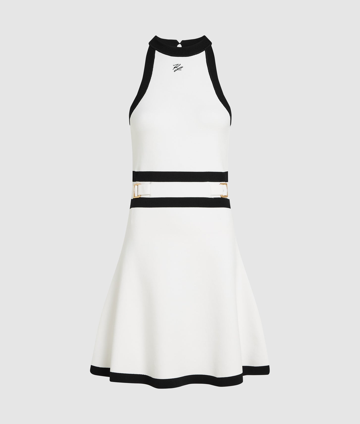 Karl Lagerfeld Karl Dna Belted Knit Dress White/Black
