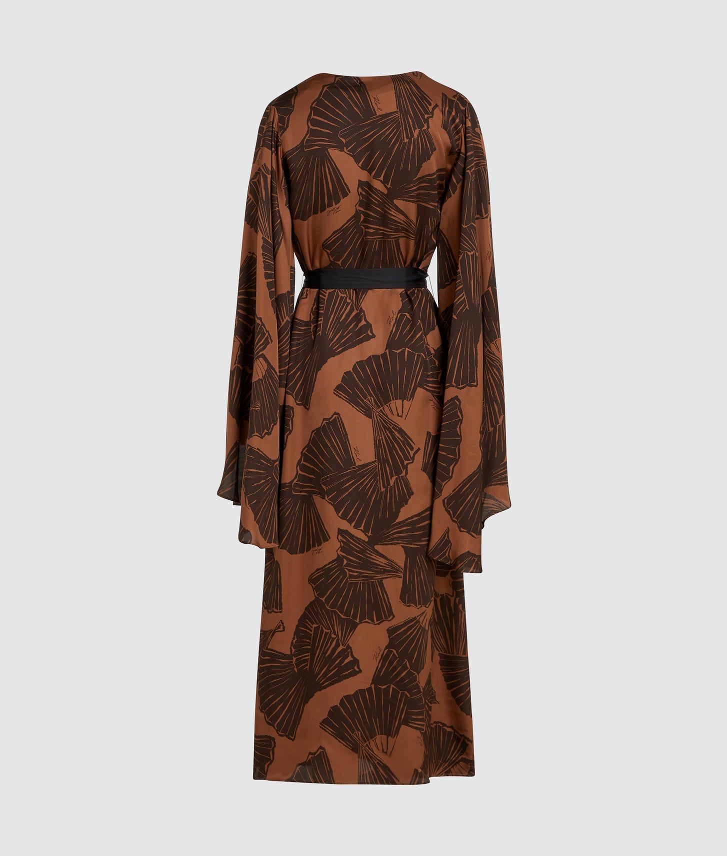 Karl Lagerfeld Fan Print Kaftan Dress Graphic Fan Friar Brown