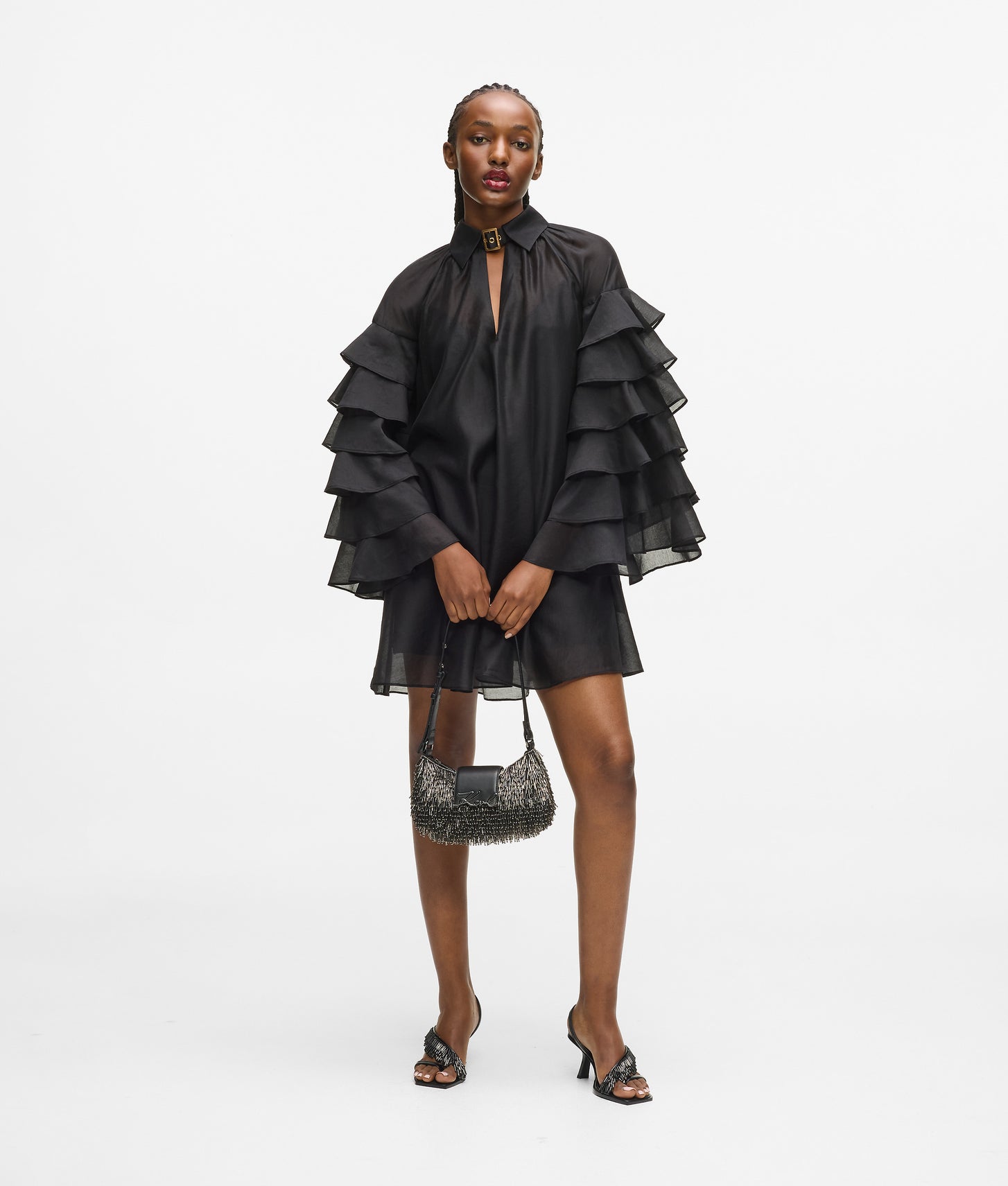 Karl Lagerfeld Ruffled Sleeves Dress Black