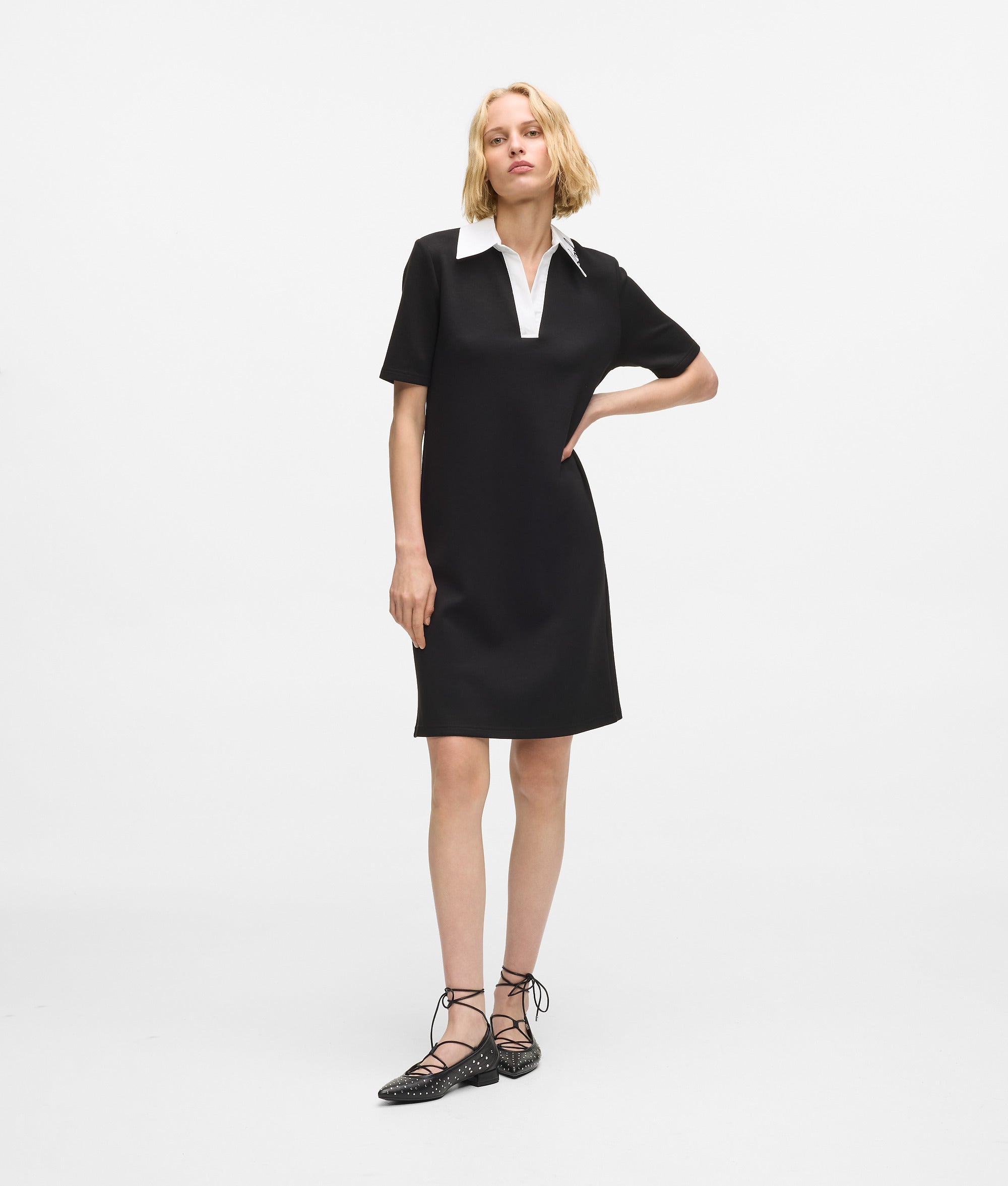 Karl Lagerfeld Signature Collar Polo Dress Black