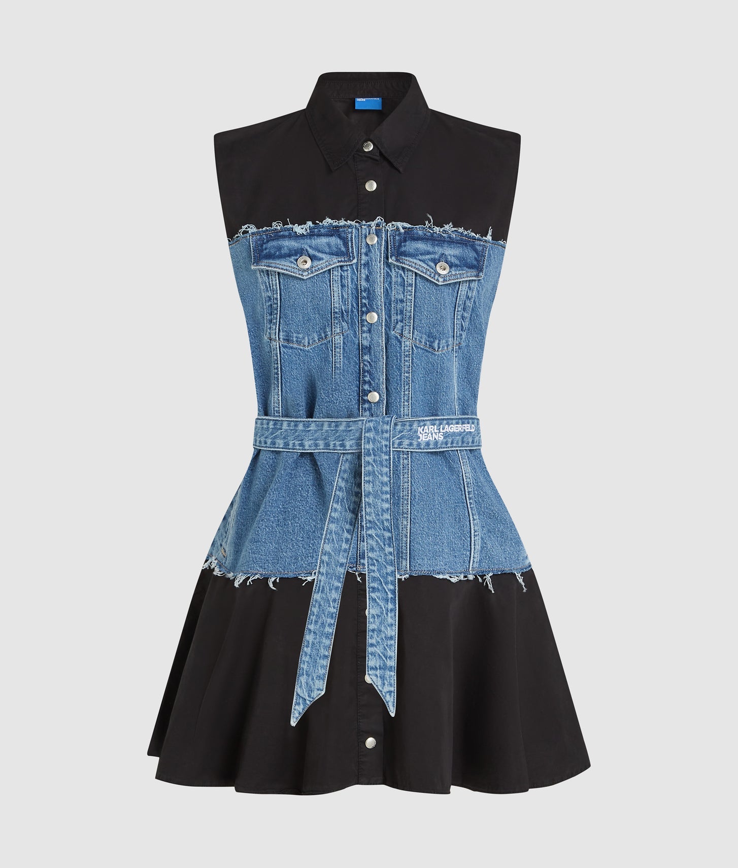 Karl Lagerfeld Denim Bodice Dress Washed Blue-Black