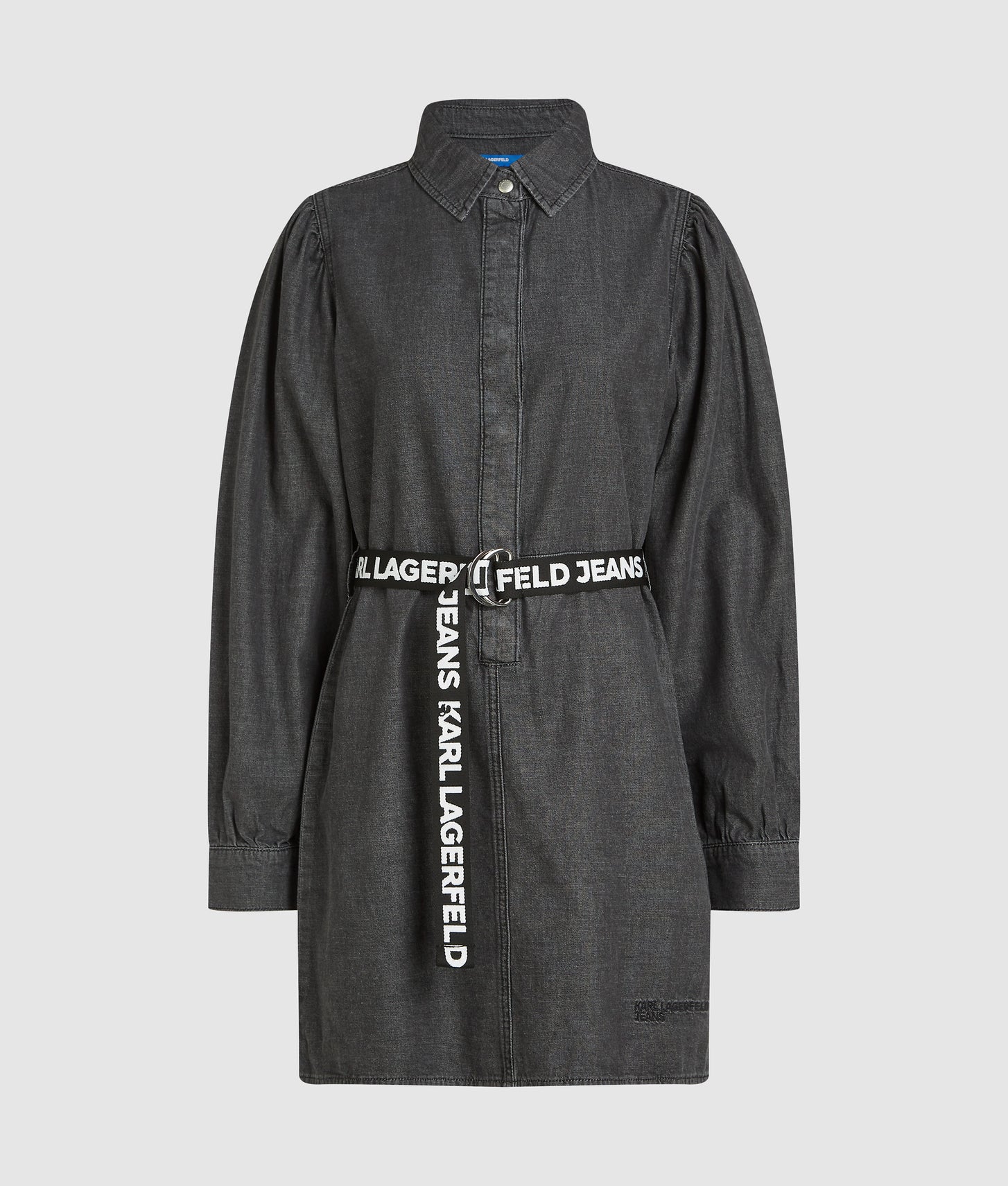 Karl Lagerfeld Belted Denim Dress Washed Black
