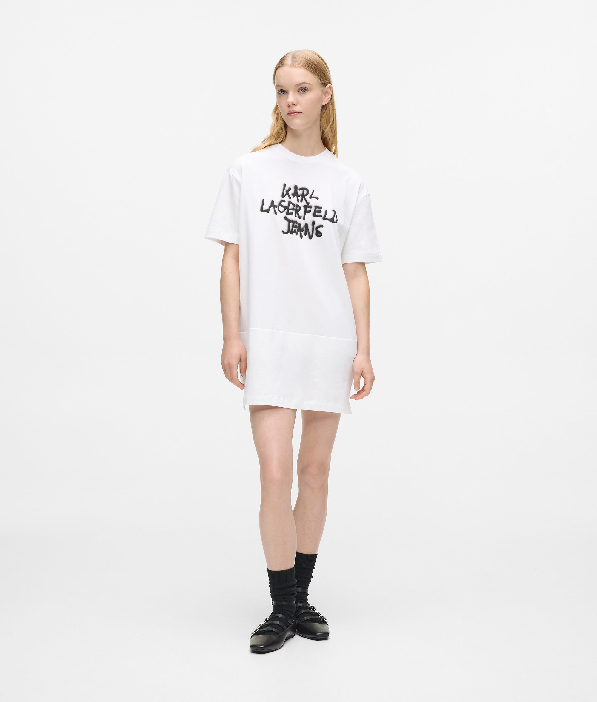 Karl Lagerfeld Graffiti T-Shirt Dress White