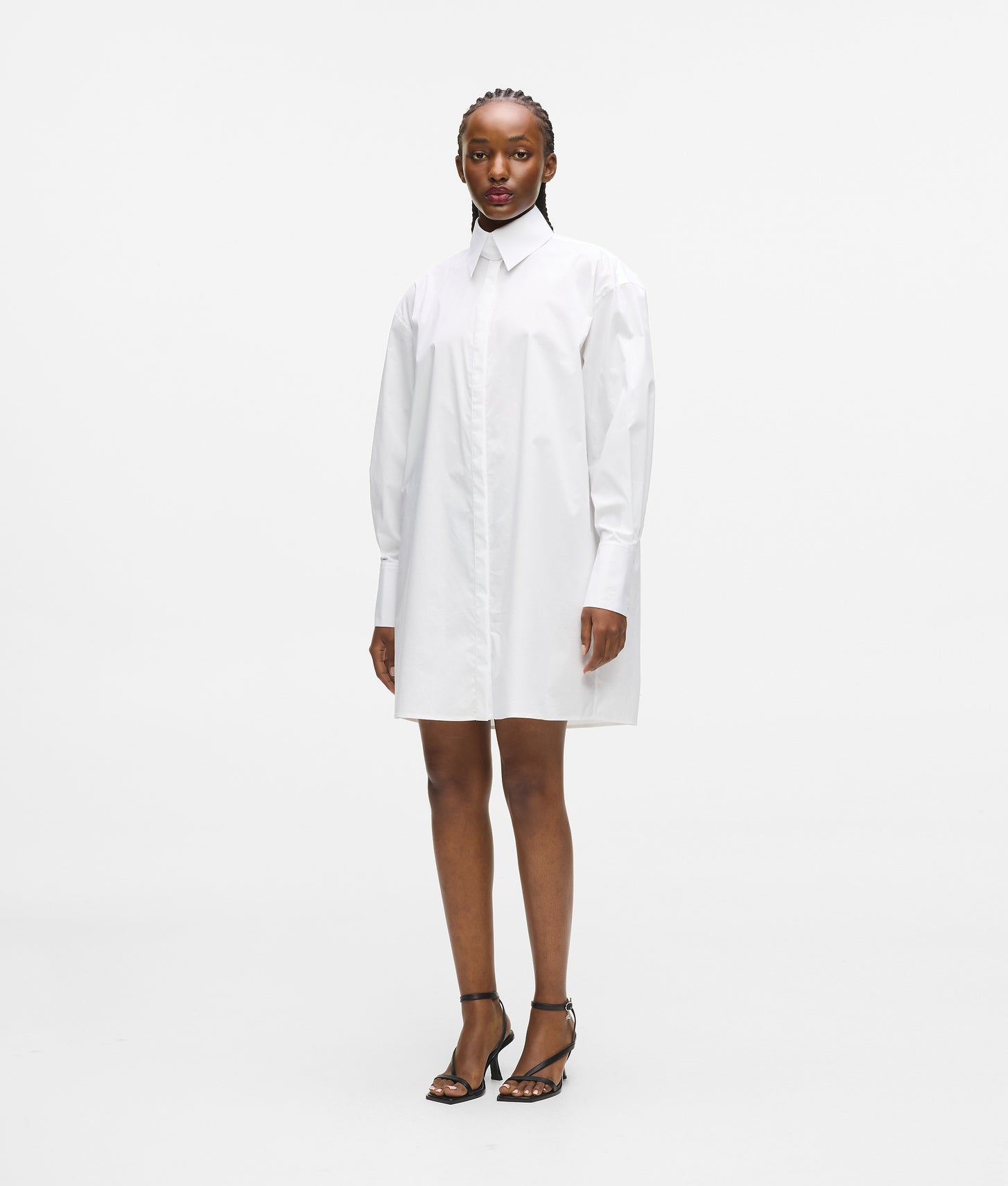Karl Lagerfeld Pleated Panel Shirt Dress White