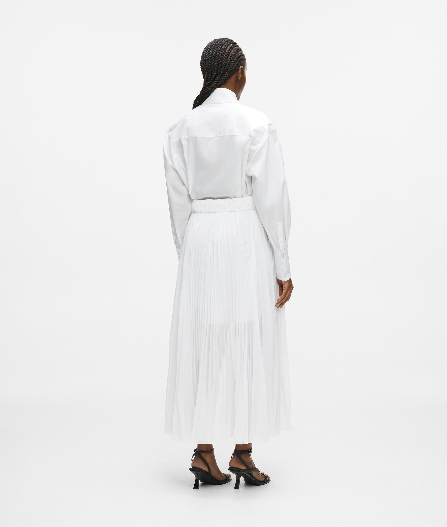 Karl Lagerfeld Pleated Panel Shirt Dress White