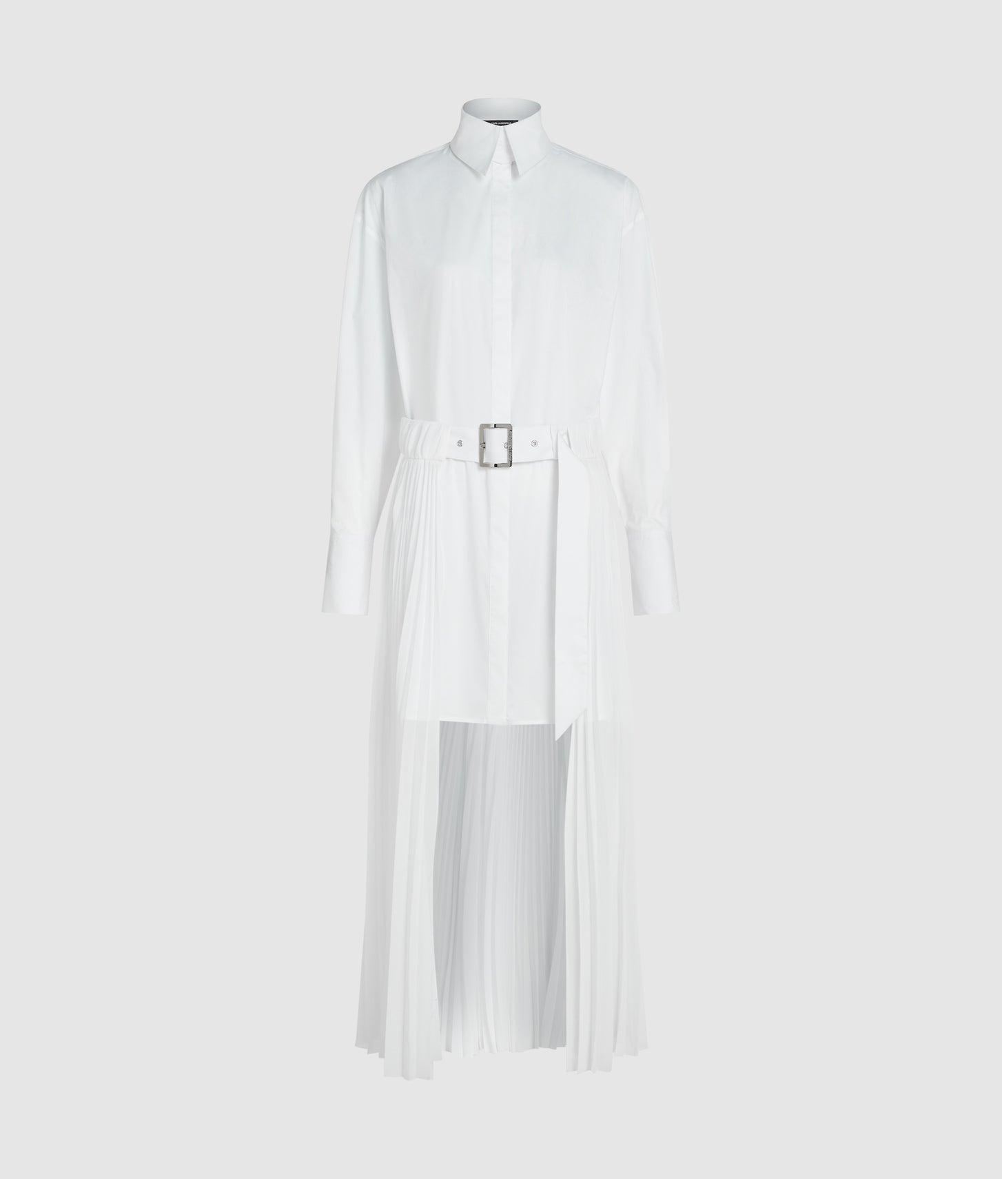 Karl Lagerfeld Pleated Panel Shirt Dress White