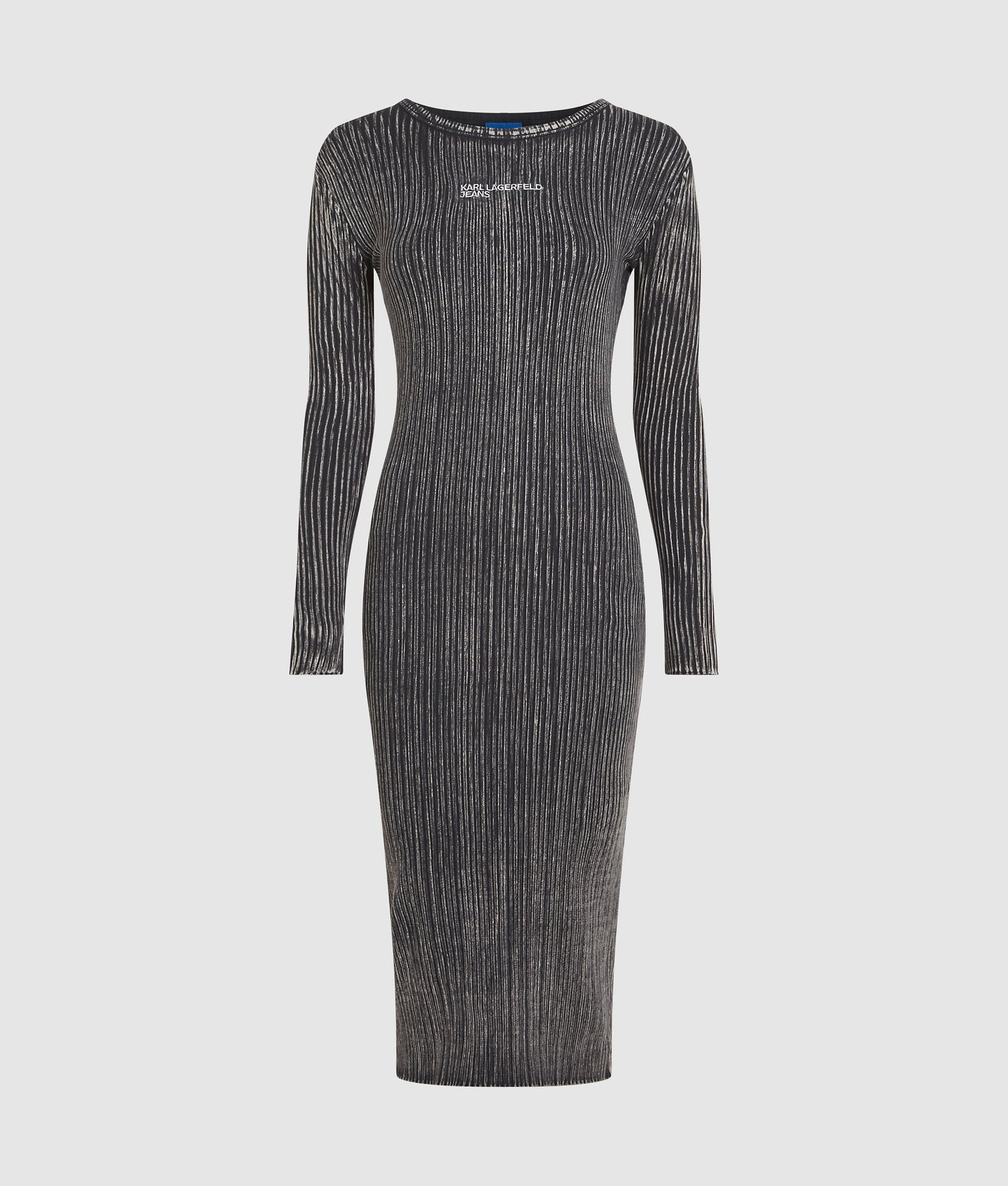 Karl Lagerfeld Ribbed Long-Sleeved Dress Washed Black