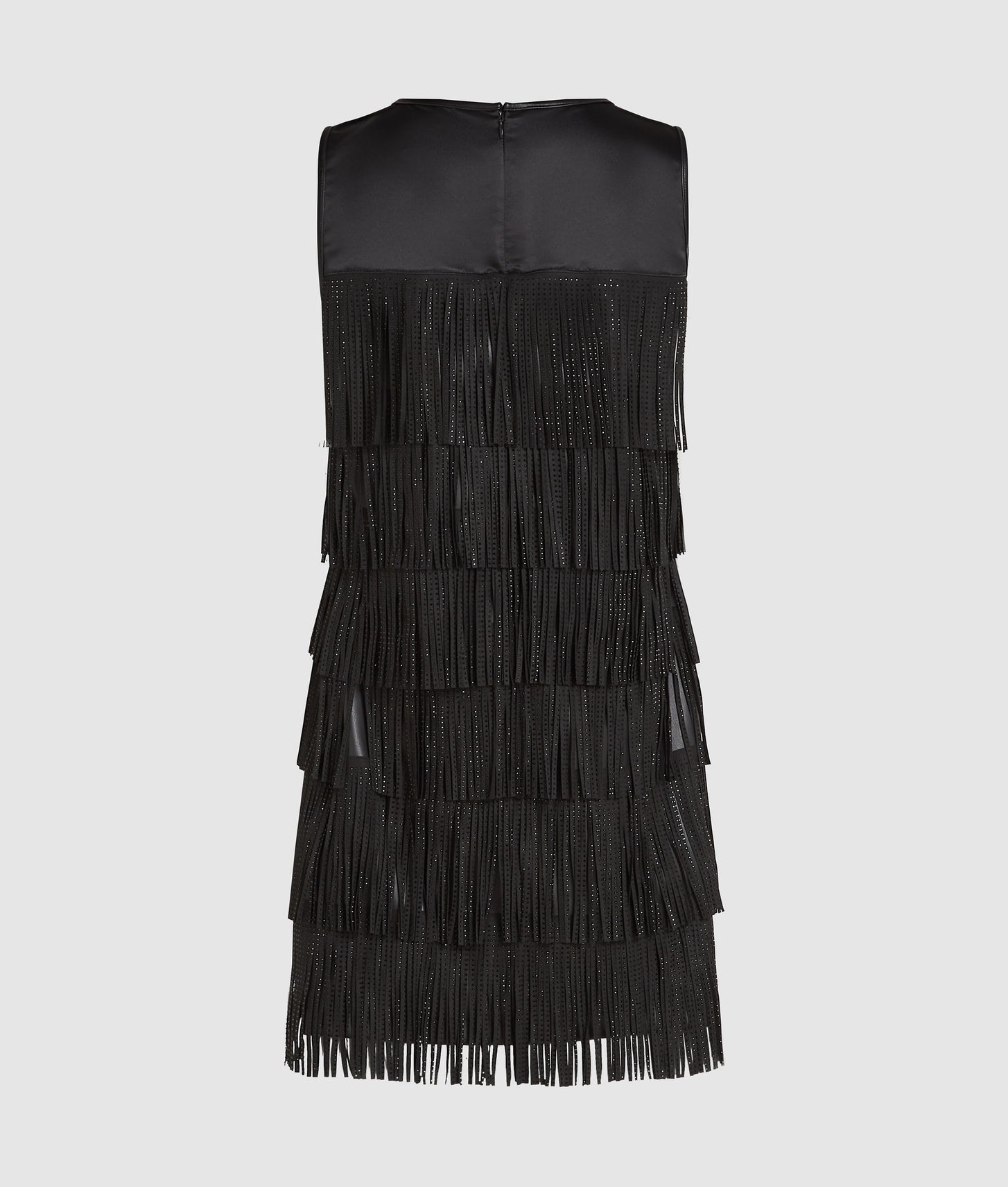 Karl Lagerfeld Faux Leather Fringe Dress Black