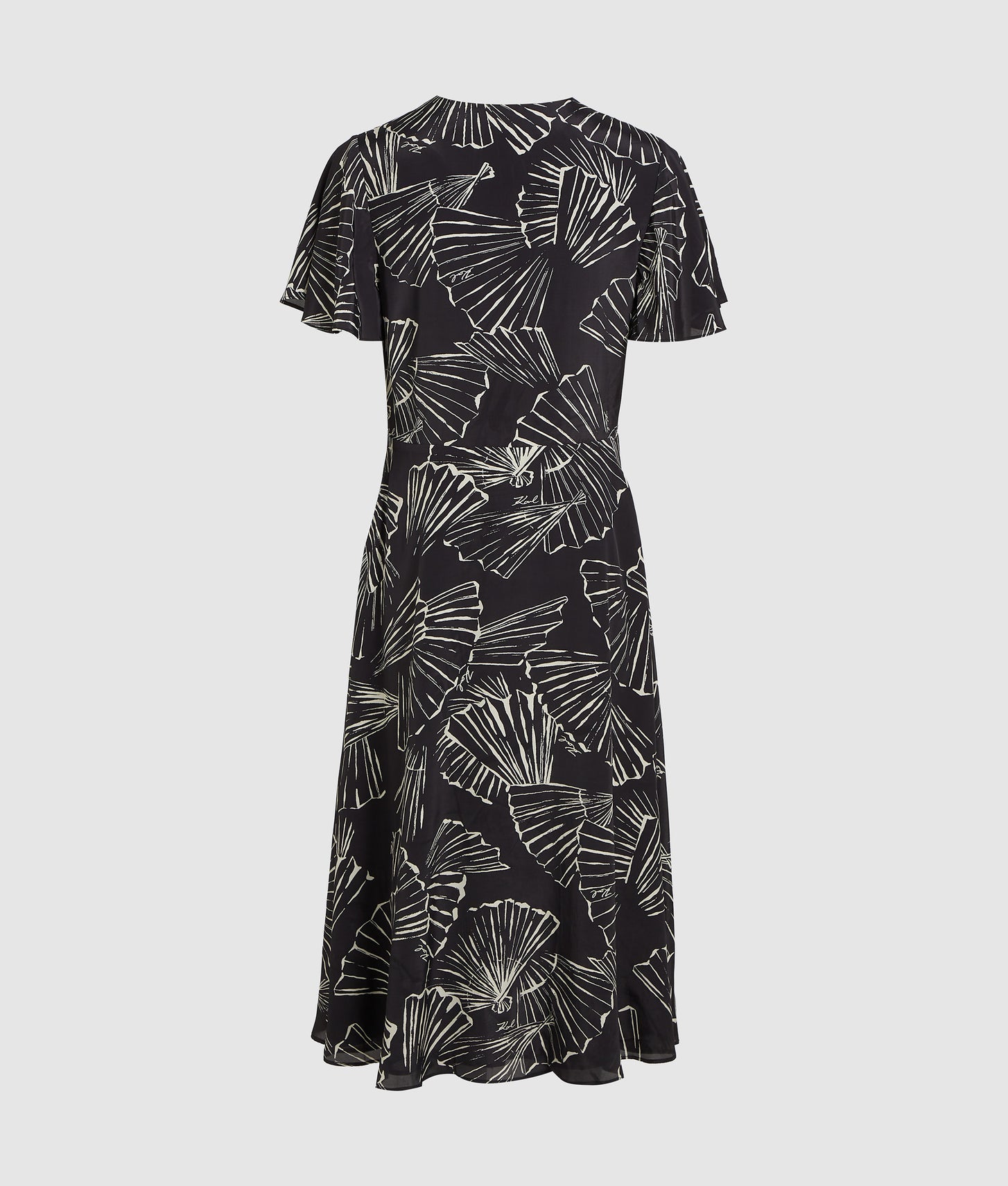 Karl Lagerfeld Fan Print V-Neck Dress Linear Fan Black