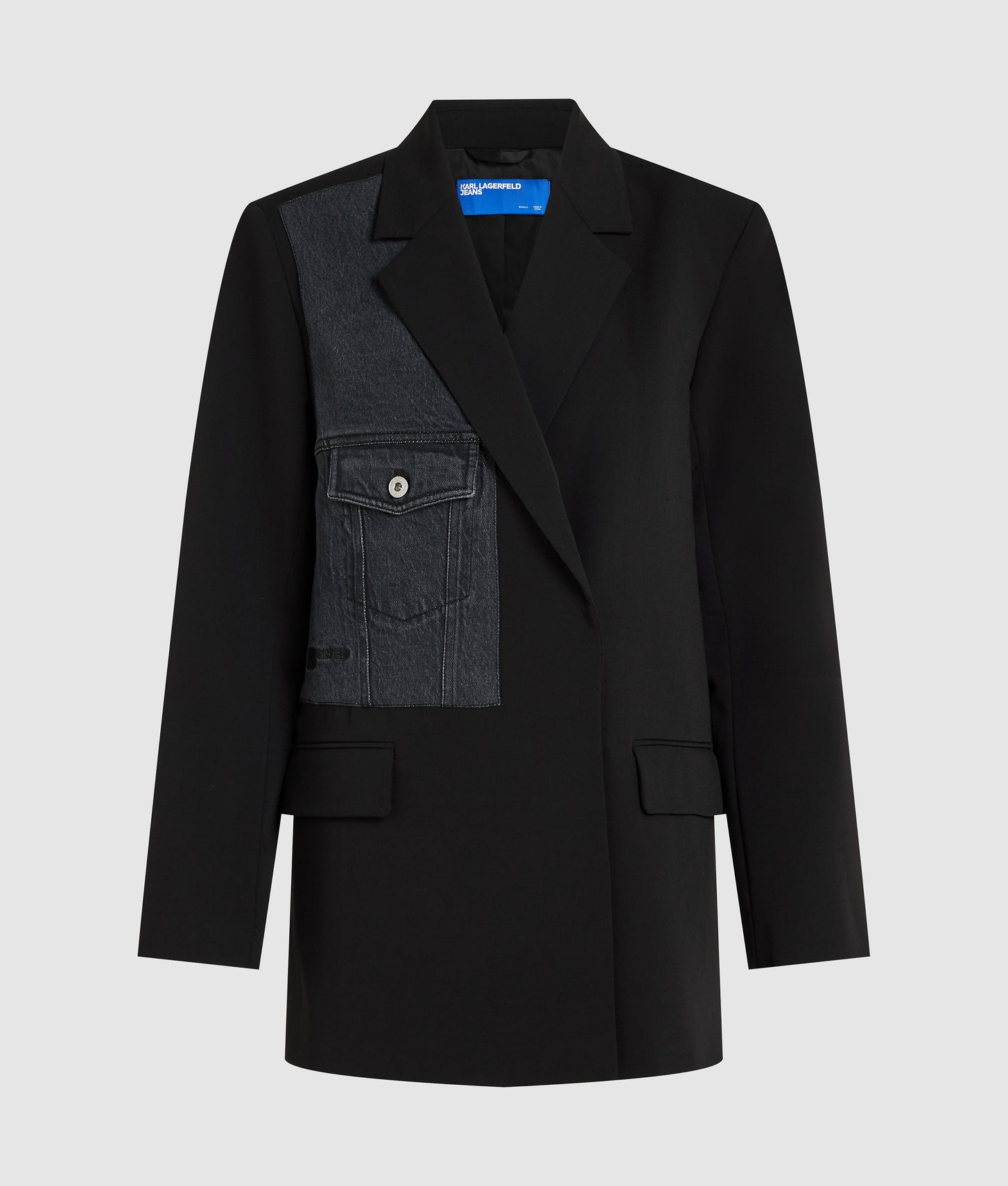 Karl Lagerfeld Denim Panel Blazer Washed Black-Black
