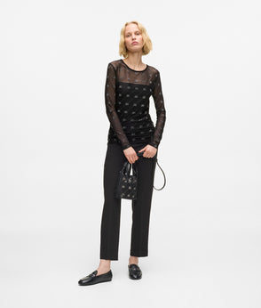 KarlLagerfeld Kautograph Padlock Rhinestone Tote Bag Black Embellishment
