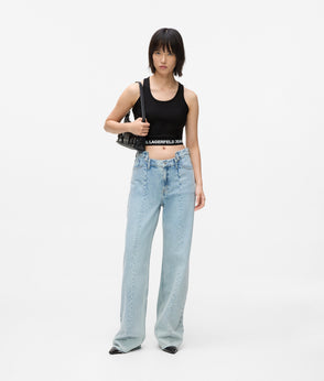KarlLagerfeld Geo Mini Denim Crossbody Bag Washed Black