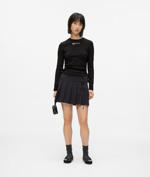 Karl Lagerfeld Pleated Tie-Detail Mini Skirt Black