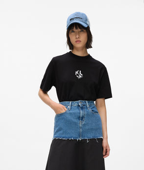 Karl Lagerfeld Denim Panel Maxi Skirt Washed Blue-Black